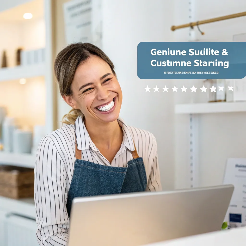 Customer smiling with approval
